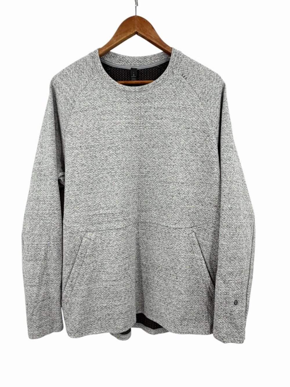 LULULEMON Men's Gray Textured Long Sleeve At Ease Popover Active Top Large